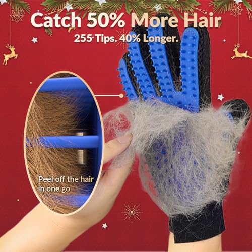 Gentle Pet Grooming Glove for Cats - Blue