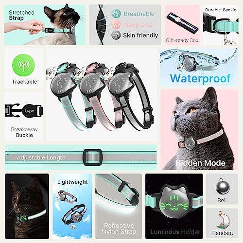 Reflective Cat Collar with Airtag Holder