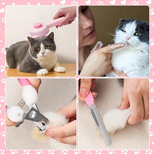 8-Piece Cat Grooming Kit - Pink