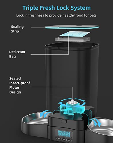 HoneyGuaridan Automatic Cat Feeder with Dual Power Supply
