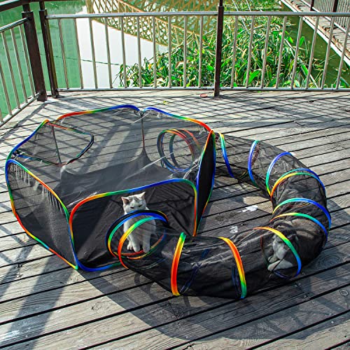 Outdoor Rainbow Cat Enclosures Playground, Portable Tent