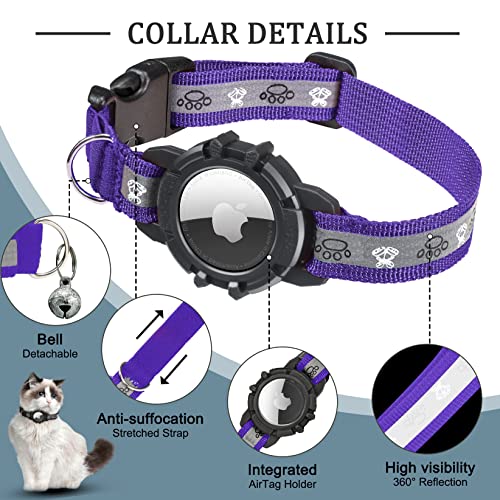 Reflective AirTag Cat Collar with GPS Tracker