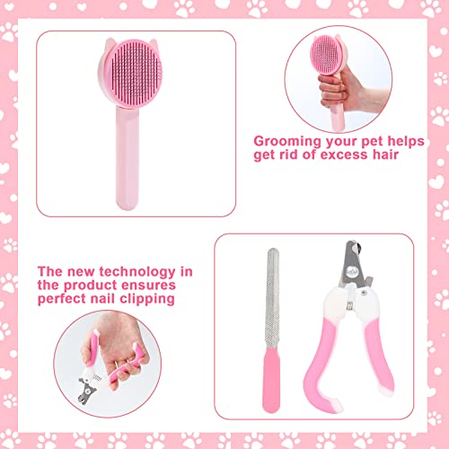 8-Piece Cat Grooming Kit - Pink