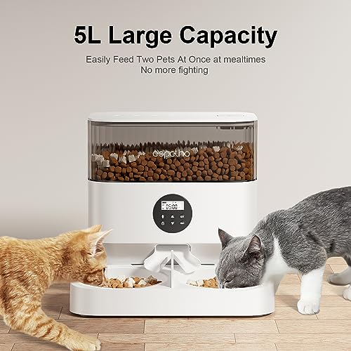5L Timed Cat Food Dispenser with Double Bowls
