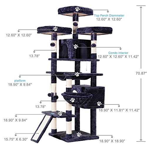 XL Cat Tree with Multiple Levels and Accessories