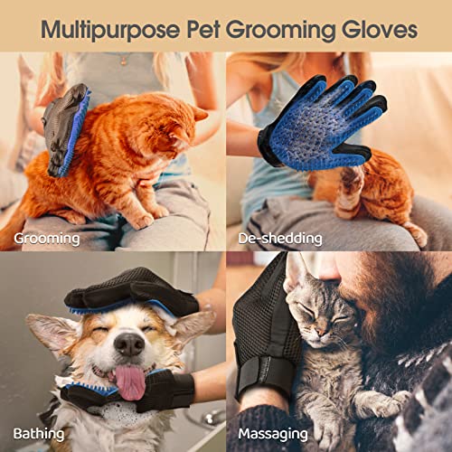 Gentle Pet Grooming Glove for Cats - Blue