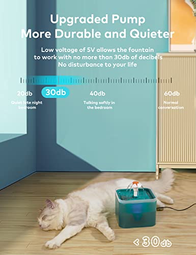 67oz/2L Ultra Silent LED Cat Water Fountain