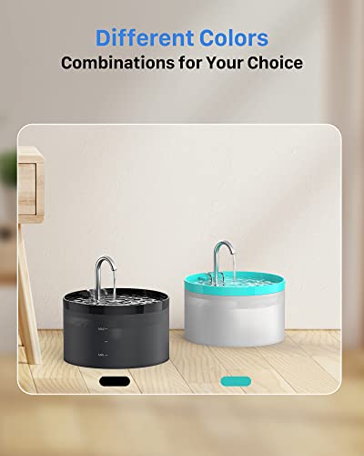 GIOTOHUN Cat Water Fountain, 67oz/2L, Silent & Translucent