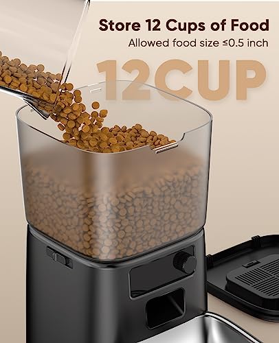 oneisall Automatic Cat Food Dispenser, 12 Cups, Timer