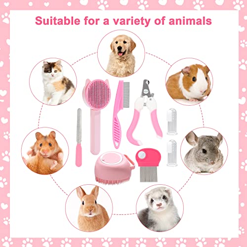 8-Piece Cat Grooming Kit - Pink