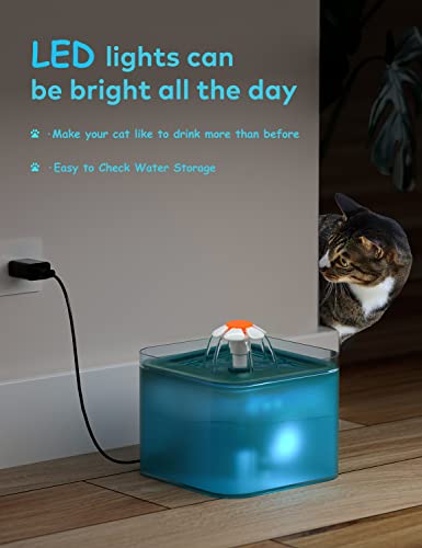 67oz/2L Ultra Silent LED Cat Water Fountain