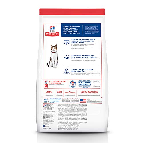 Science Diet Dry Cat Food for Senior Cats, Chicken, 4lb