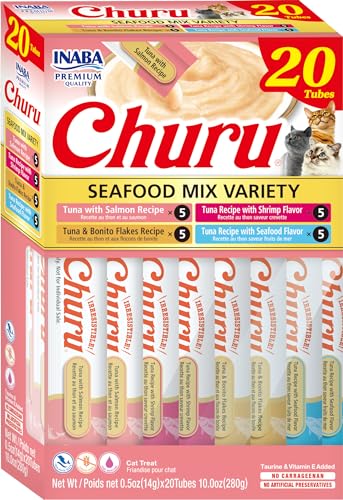 INABA Churu Cat Treats, Creamy Purée, Seafood Variety