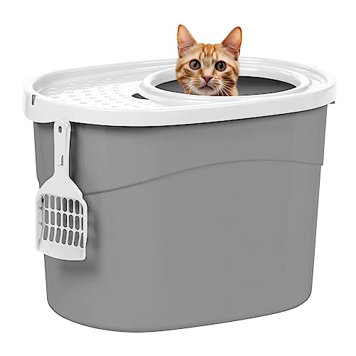 IRIS USA Oval Top Entry Cat Litter Box