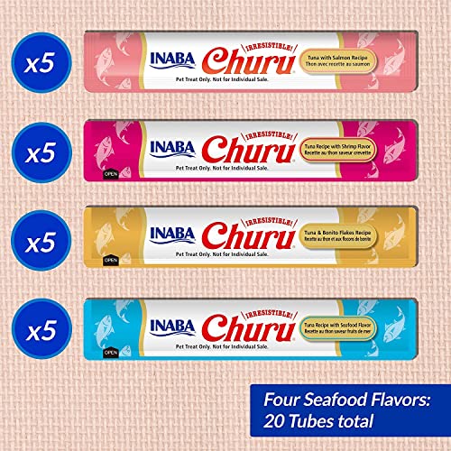 INABA Churu Cat Treats, Creamy Purée, Seafood Variety