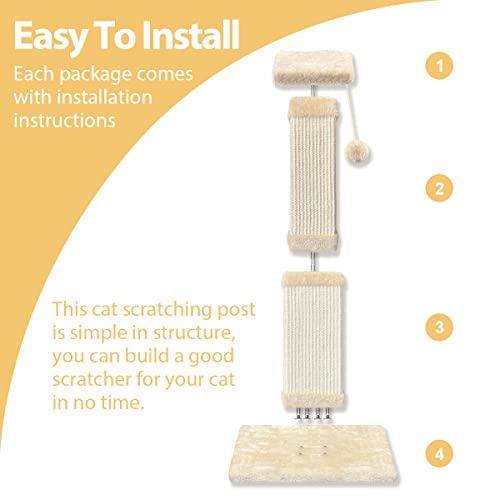 32 Inch Large Cat Scratching Post - Beige