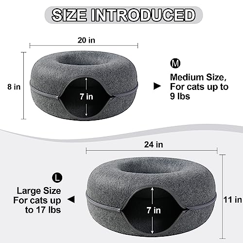 Cat Tunnel Bed: Detachable Round Felt, Washable Interior