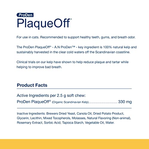 ProDen PlaqueOff Soft Chews with Natural Kelp for Healthy Cat Teeth & Breath