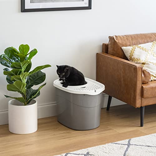 IRIS USA Oval Top Entry Cat Litter Box