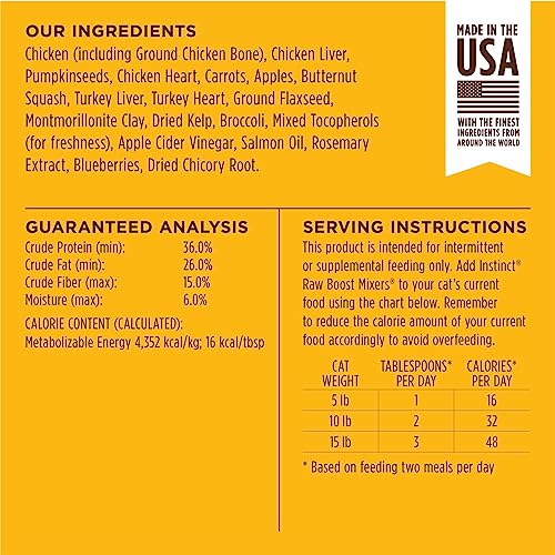 Instinct Raw Boost Mixers Freeze Dried Raw Cat Food Topper, Grain Free Cat Food Topper 6 Ounce