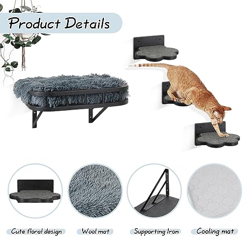 Wall-Mounted Cat Hammock with Cooling Mat and Plush Cushion