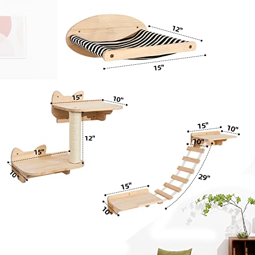 Cat Wall Shelves - Floating Perches Scratcher Bridge