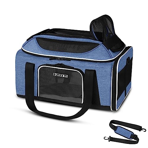 Expandable Pet Carrier for 1-13lbs Cats (Blue)