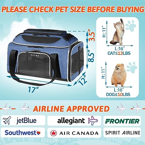 Expandable Pet Carrier for 1-13lbs Cats (Blue)