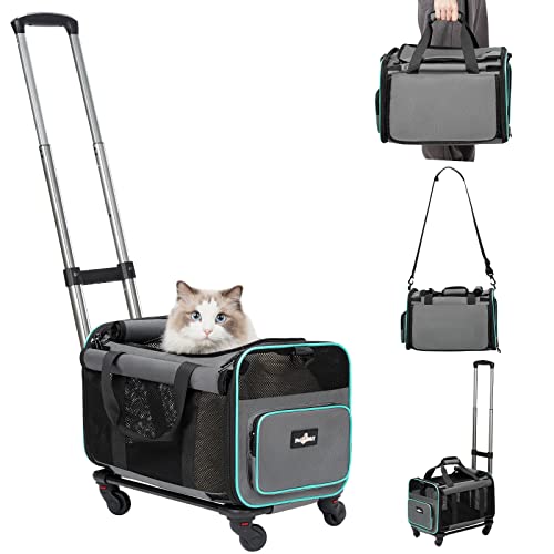 Foldable Rolling Pet Carrier for Small Cats