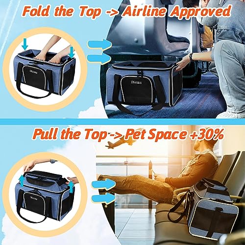 Expandable Pet Carrier for 1-13lbs Cats (Blue)