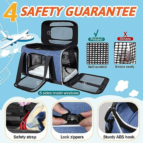 Expandable Pet Carrier for 1-13lbs Cats (Blue)