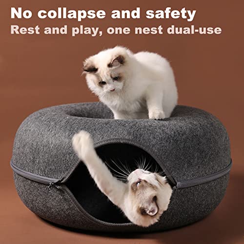 Large Cat Tunnel Bed with 3 Toys for Indoor Cats