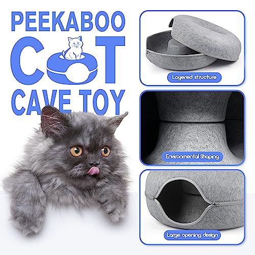 MOMOGA Peekaboo Cat Tunnel Bed for Multiple Cats, Large Cats