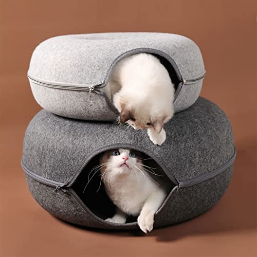 Large Cat Tunnel Bed with 3 Toys for Indoor Cats