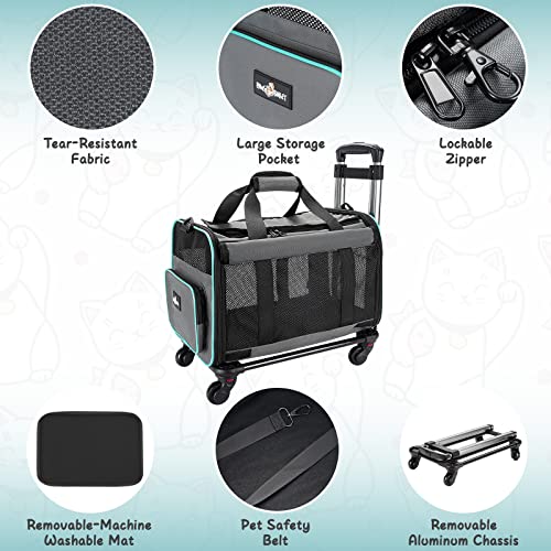 Foldable Rolling Pet Carrier for Small Cats