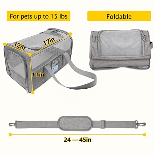 Airline Approved Cat Carrier, Soft and Grey
