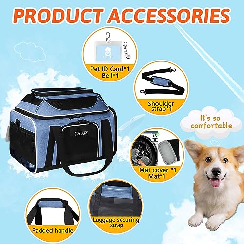 Expandable Pet Carrier for 1-13lbs Cats (Blue)
