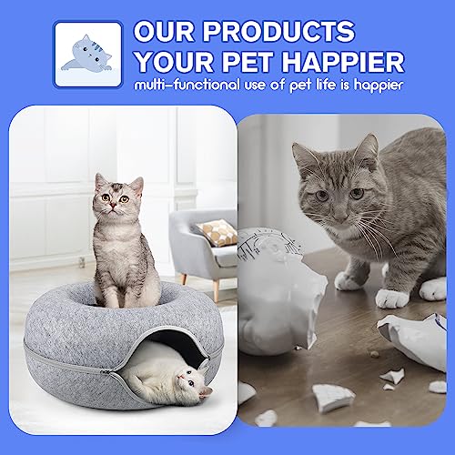 MOMOGA Peekaboo Cat Tunnel Bed for Multiple Cats, Large Cats
