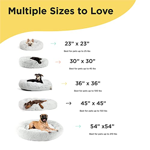 Sheri's Calming Donut Cat and Dog Bed, Shag Fur Frost