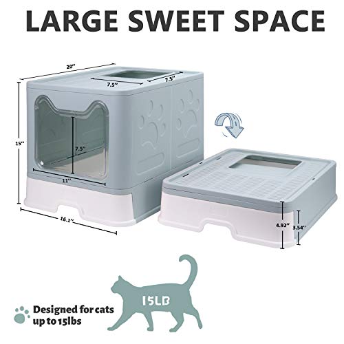 Foldable Enclosed Cat Litter Box with Scoop