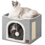 Modern Grey Cat Cube with Scratch Pad & Hideaway