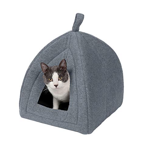 Furhaven Fleece Cat Bed Cave - Heather Gray