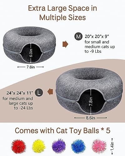 MAMI&BABI Medium Cat Tunnel Bed for Indoor Cats