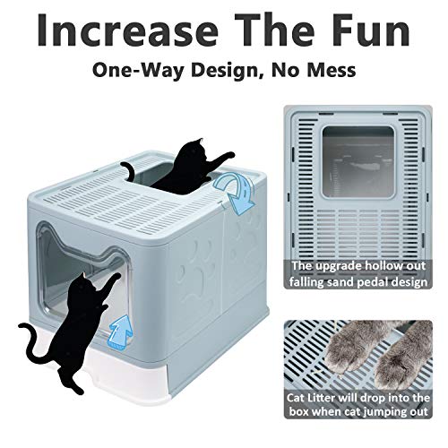 Foldable Enclosed Cat Litter Box with Scoop