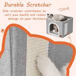 Modern Grey Cat Cube with Scratch Pad & Hideaway