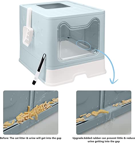 Foldable Enclosed Cat Litter Box with Scoop