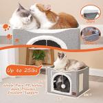 Modern Grey Cat Cube with Scratch Pad & Hideaway