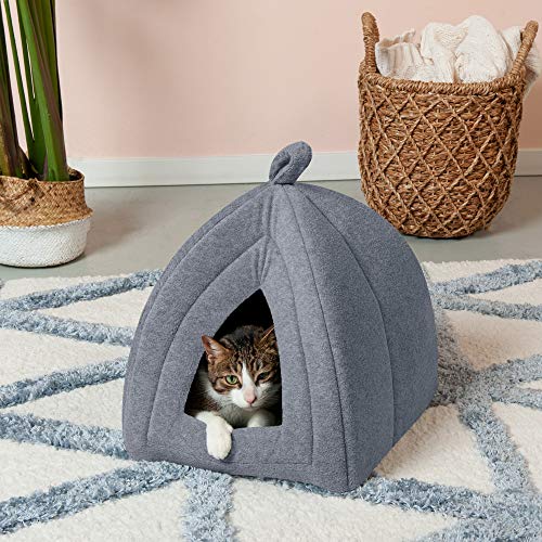 Furhaven Fleece Cat Bed Cave - Heather Gray