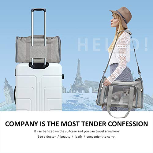 Henkelion Soft-Sided Cat Carrier for Travel - Grey