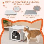 Modern Grey Cat Cube with Scratch Pad & Hideaway